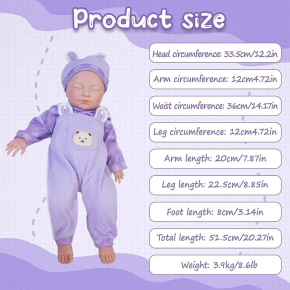 20in Full Silicone Reborn Angela-white Baby Girl Dolls Lifelike 8.61LB Weight - Picture 4 of 6